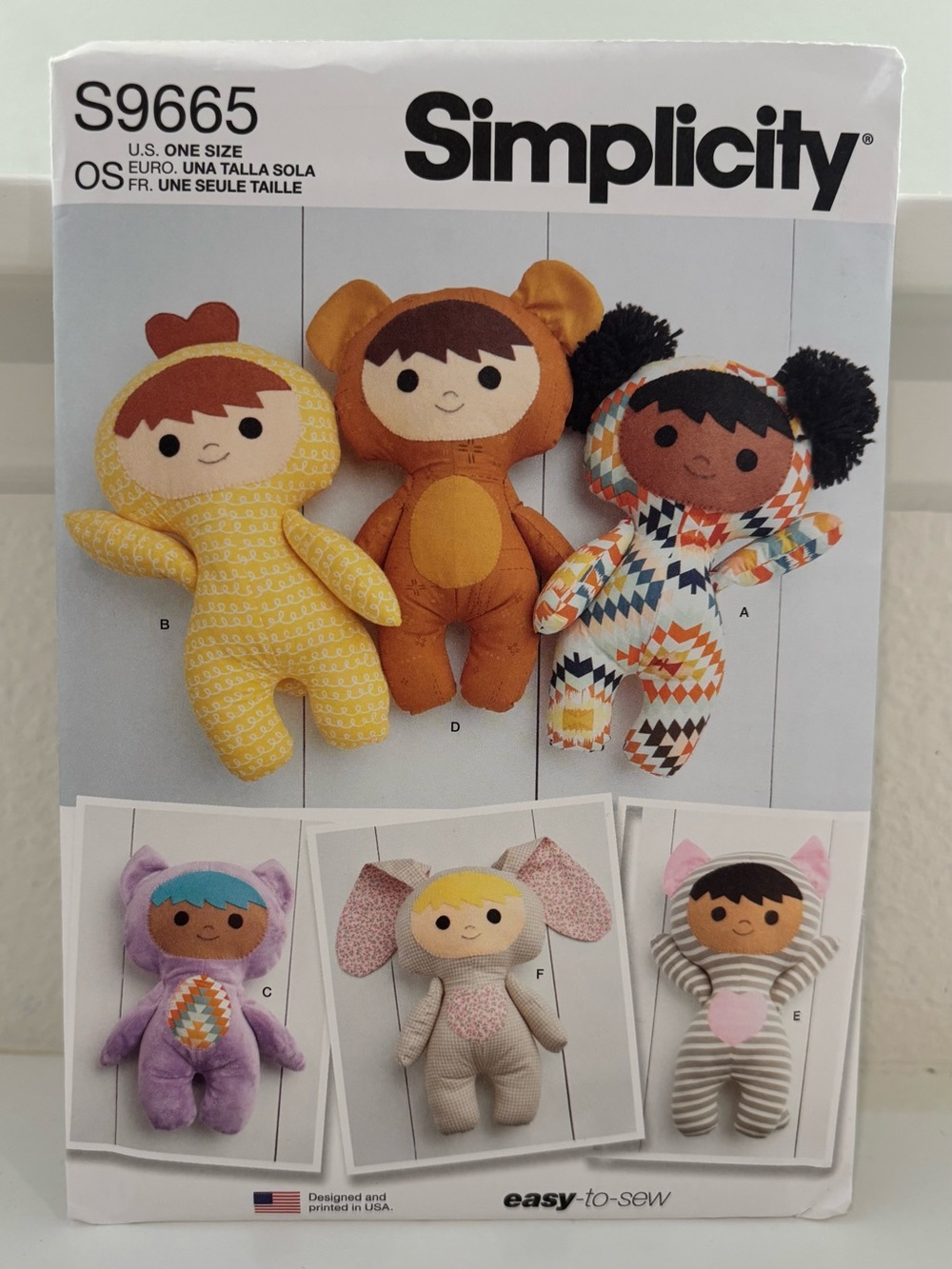 Simplicity S9665 Sewing Pattern Plush Doll Toys